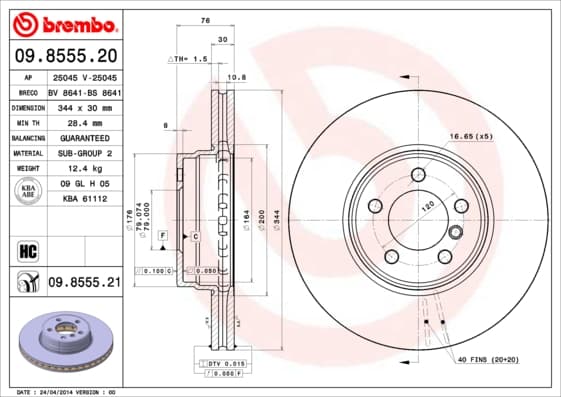 BREMBO Brzdový kotúč 09855521 1