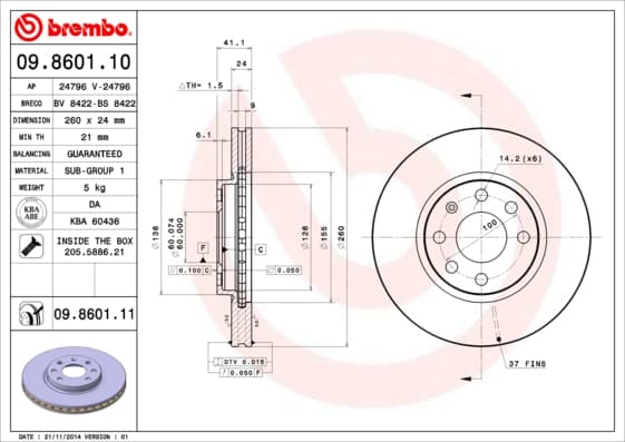 BREMBO Brzdový kotúč 09860111 1