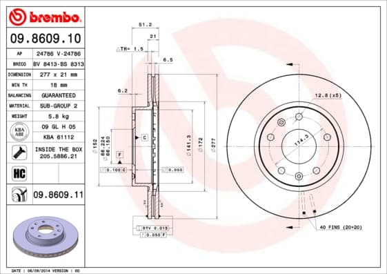 BREMBO Brzdový kotúč 09860911 1