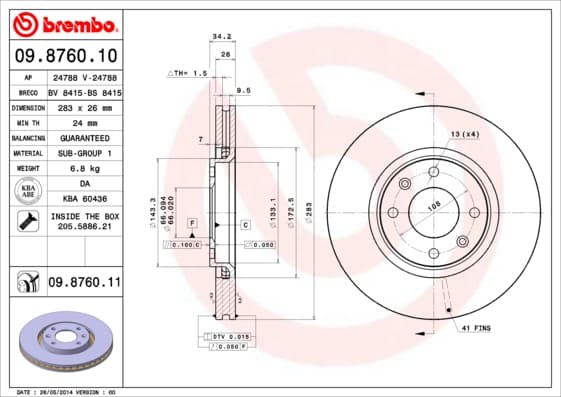 BREMBO Brzdový kotúč 09876011 1
