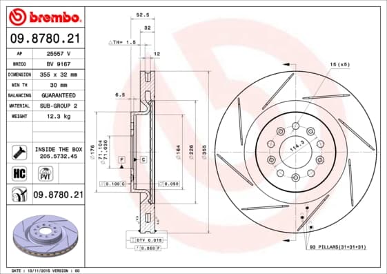 BREMBO Brzdový kotúč 09878021 1
