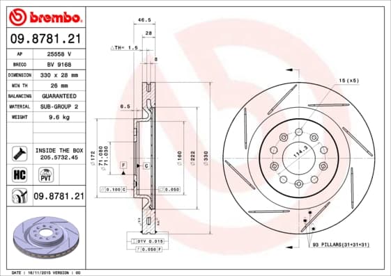 BREMBO Brzdový kotúč 09878121 1