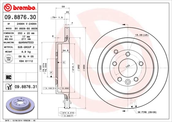 BREMBO Brzdový kotúč 09887631 1
