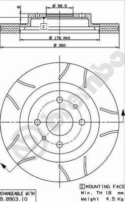 BREMBO Brzdový kotúč 09890375 1