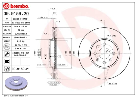 BREMBO Brzdový kotúč 09915921 1