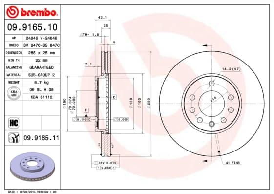 BREMBO Brzdový kotúč 09916511 1
