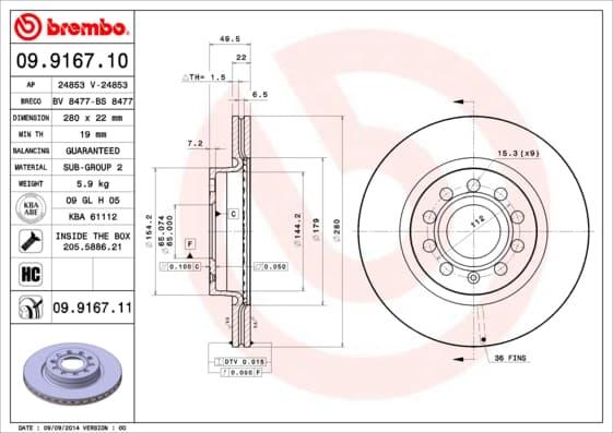 BREMBO Brzdový kotúč 09916711 1