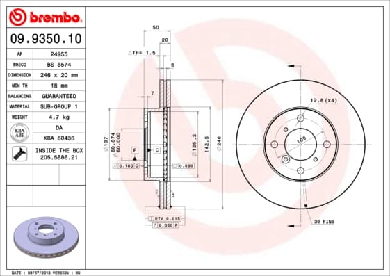 BREMBO Brzdový kotúč 09935010 1