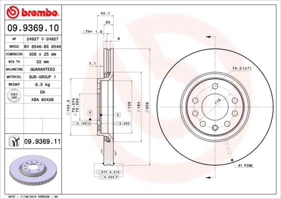 BREMBO Brzdový kotúč 09936911 1