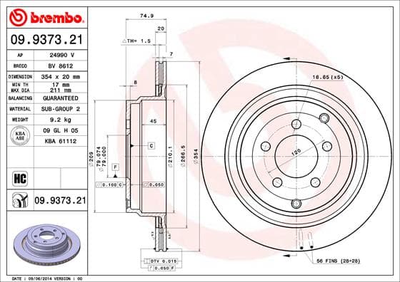 BREMBO Brzdový kotúč 09937321 1