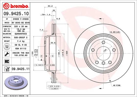 BREMBO Brzdový kotúč 09942511 1