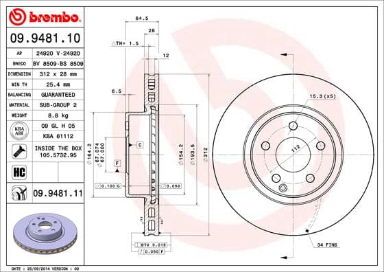 BREMBO Brzdový kotúč 09948111 1