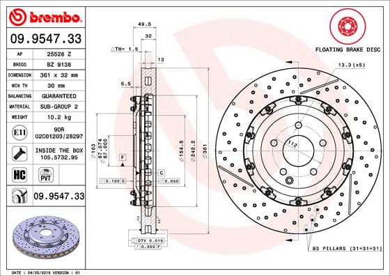 BREMBO Brzdový kotúč 09954733 1