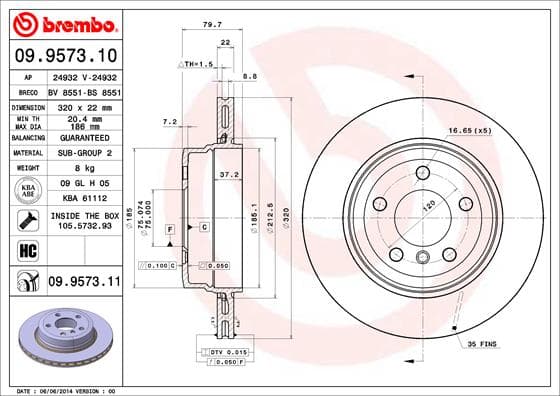 BREMBO Brzdový kotúč 09957311 1