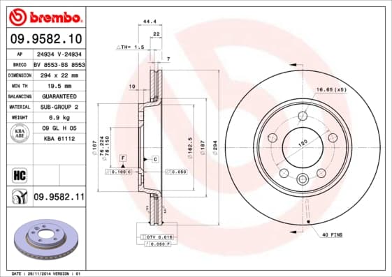 BREMBO Brzdový kotúč 09958211 1