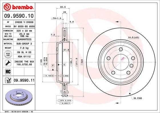 BREMBO Brzdový kotúč 09959011 1
