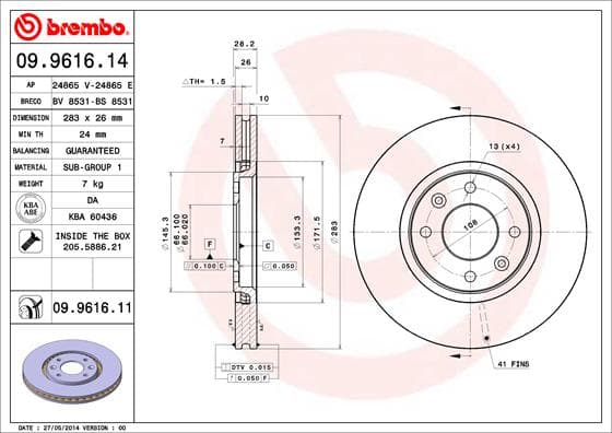 BREMBO Brzdový kotúč 09961611 1