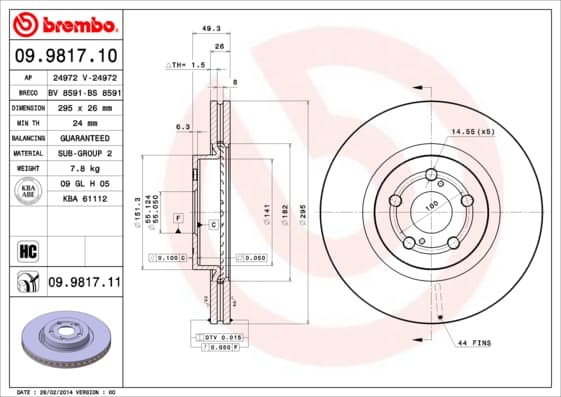 BREMBO Brzdový kotúč 09981711 1