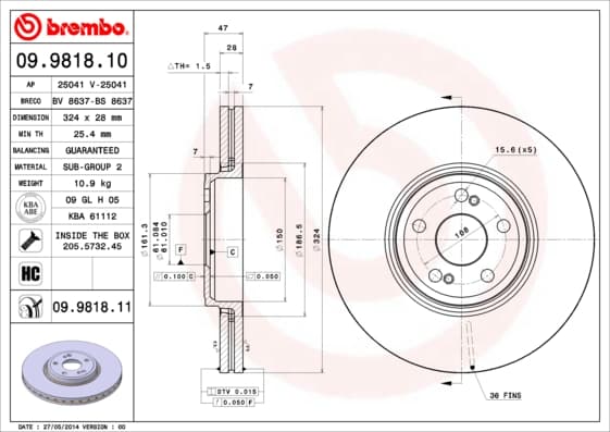 BREMBO Brzdový kotúč 09981811 1