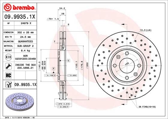 BREMBO Brzdový kotúč 0999351X 1