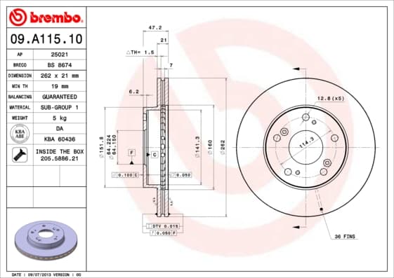 BREMBO Brzdový kotúč 09A11510 1