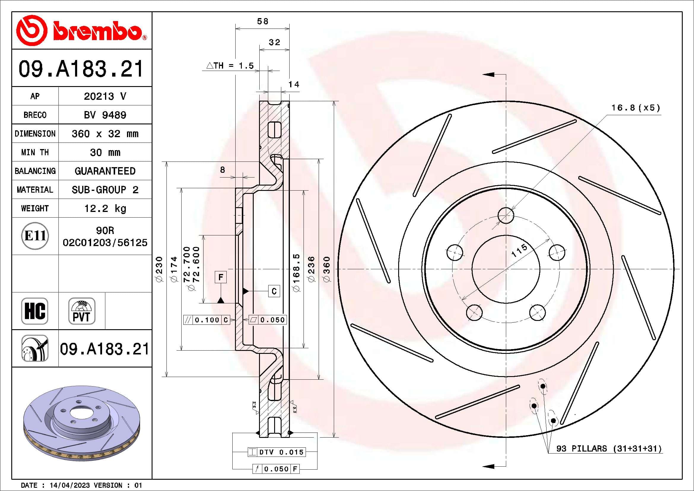 BREMBO Brzdový kotúč 09A18321 1