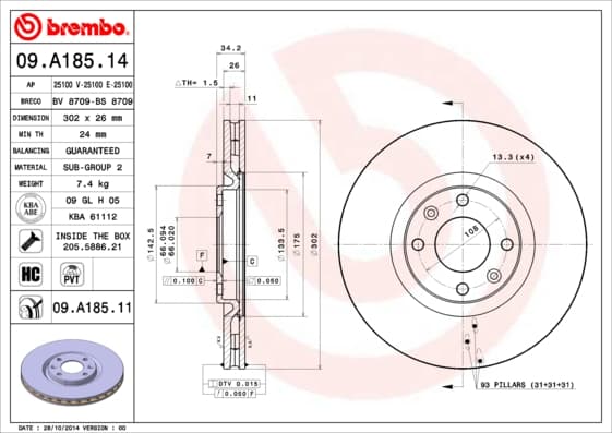 BREMBO Brzdový kotúč 09A18511 1