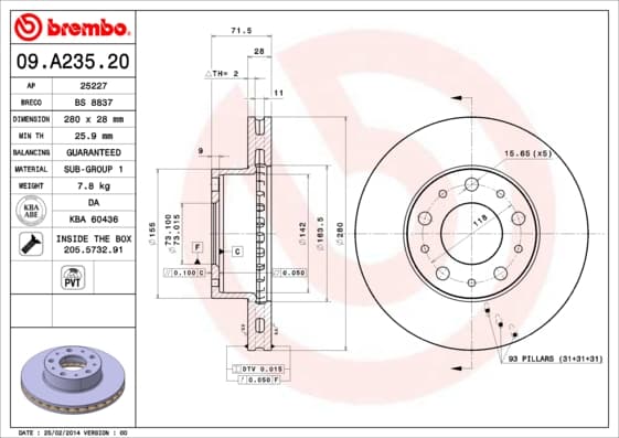 BREMBO Brzdový kotúč 09A23520 1