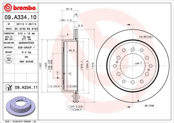 BREMBO Brzdový kotúč 09A33411 1