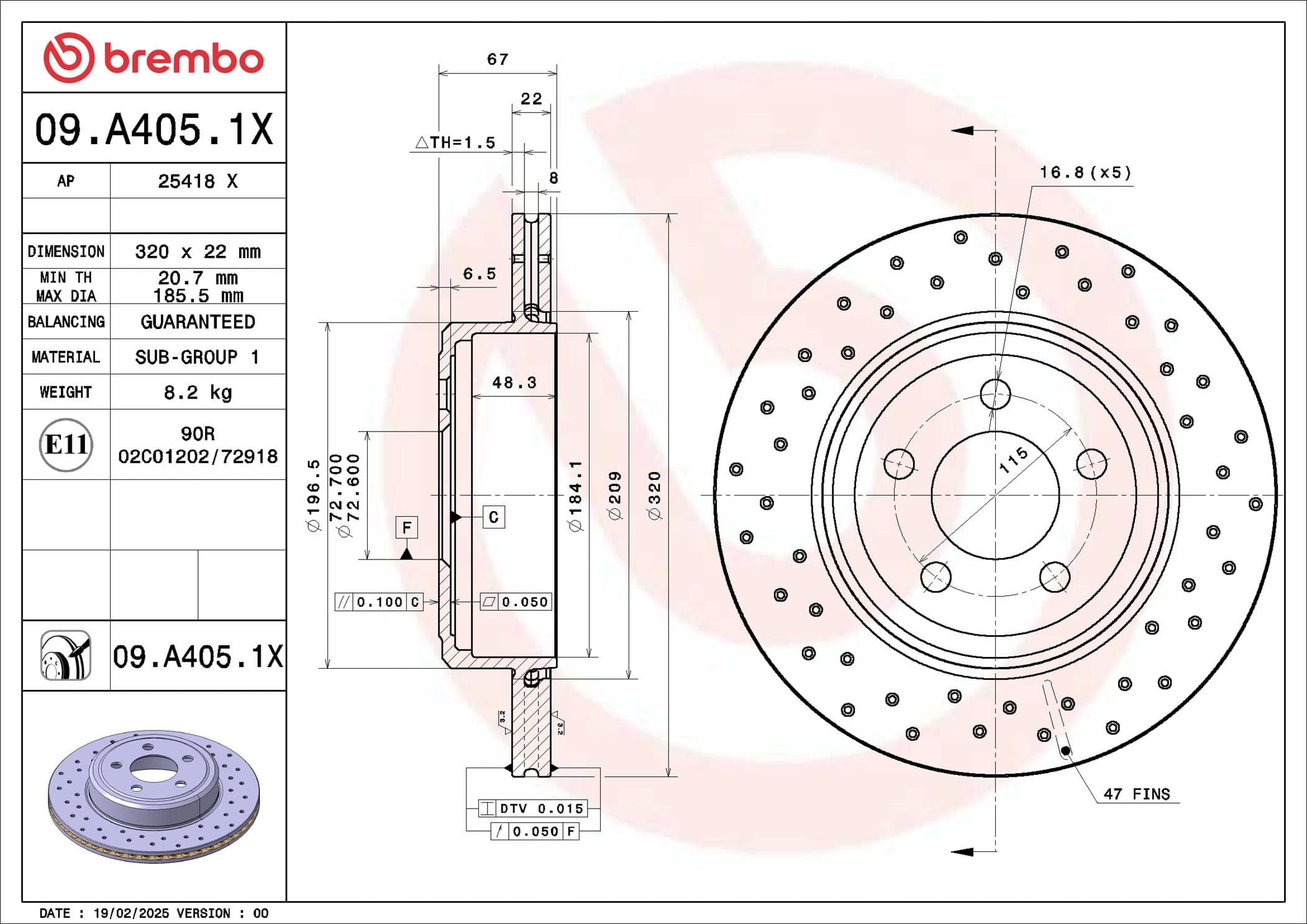 BREMBO Brzdový kotúč 09.A405.1X 1