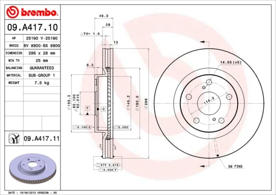 BREMBO Brzdový kotúč 09A41711 1