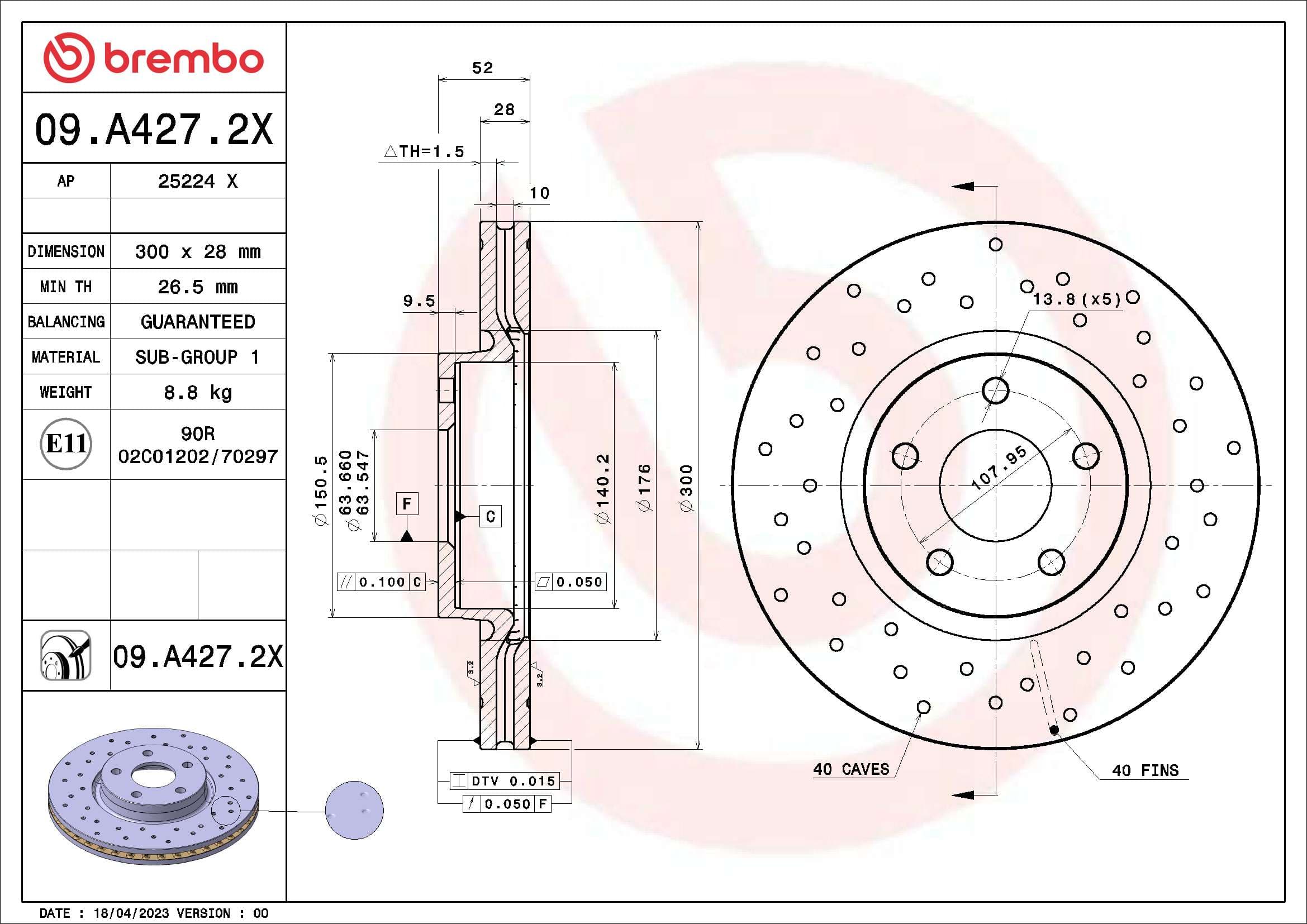 BREMBO Brzdový kotúč 09A4272X 1
