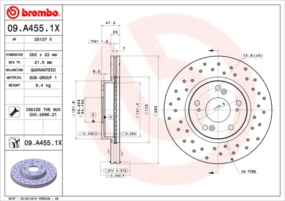BREMBO Brzdový kotúč 09A4551X 1