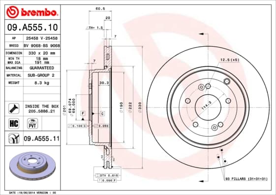 BREMBO Brzdový kotúč 09A55511 1
