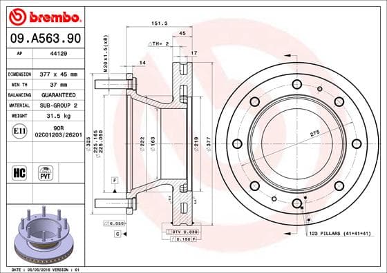 BREMBO Brzdový kotúč 09A56390 1