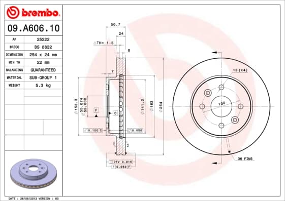 BREMBO Brzdový kotúč 09A60610 1