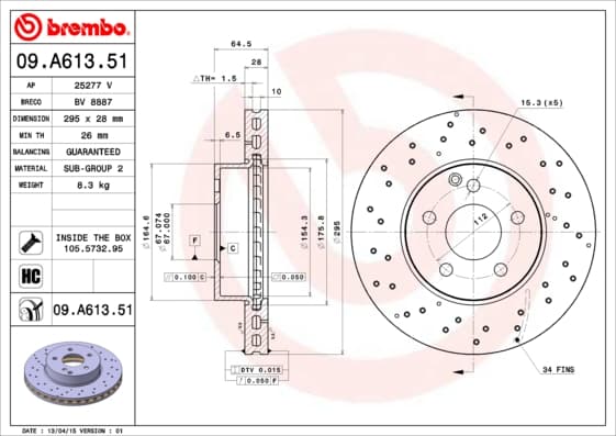 BREMBO Brzdový kotúč 09A61351 1