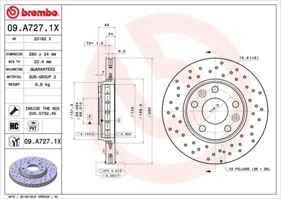 BREMBO Brzdový kotúč 09A7271X 1