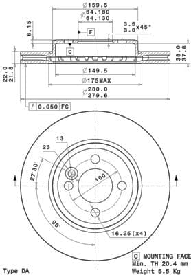 BREMBO Brzdový kotúč 09A76111 1