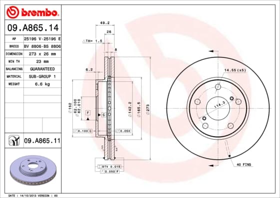 BREMBO Brzdový kotúč 09A86511 1