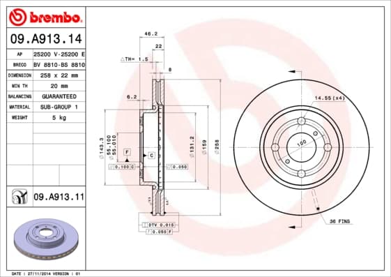 BREMBO Brzdový kotúč 09A91311 1