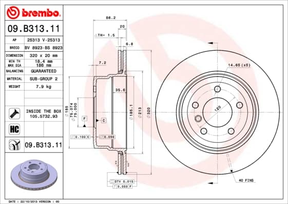 BREMBO Brzdový kotúč 09B31311 1