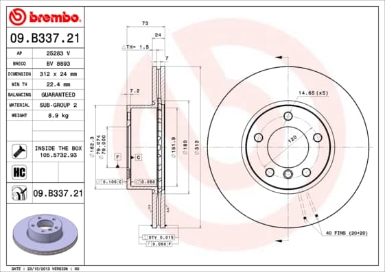 BREMBO Brzdový kotúč 09B33721 1