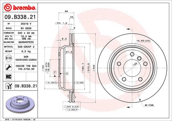 BREMBO Brzdový kotúč 09B33821 1