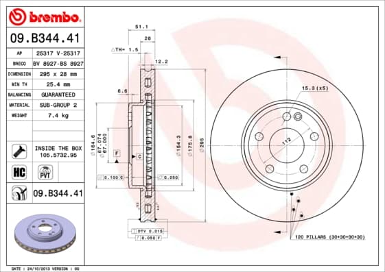 BREMBO Brzdový kotúč 09B34441 1