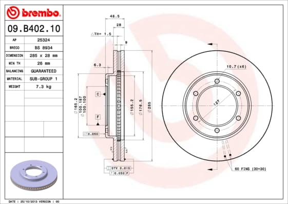 BREMBO Brzdový kotúč 09B40210 1