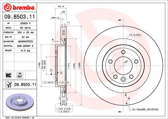 BREMBO Brzdový kotúč 09B50311 1