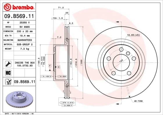 BREMBO Brzdový kotúč 09B56911 1