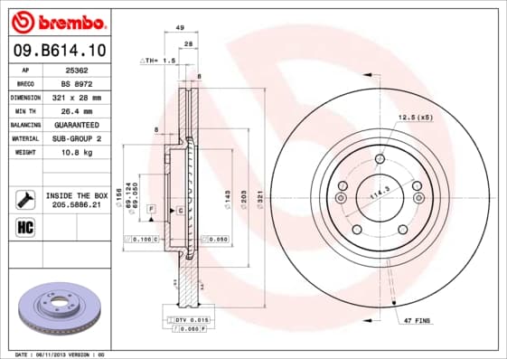 BREMBO Brzdový kotúč 09B61410 1