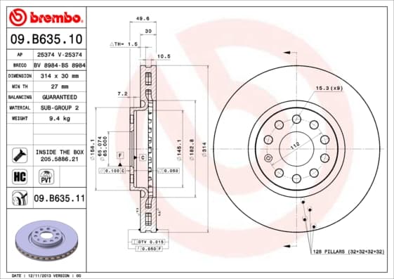 BREMBO Brzdový kotúč 09B63511 1